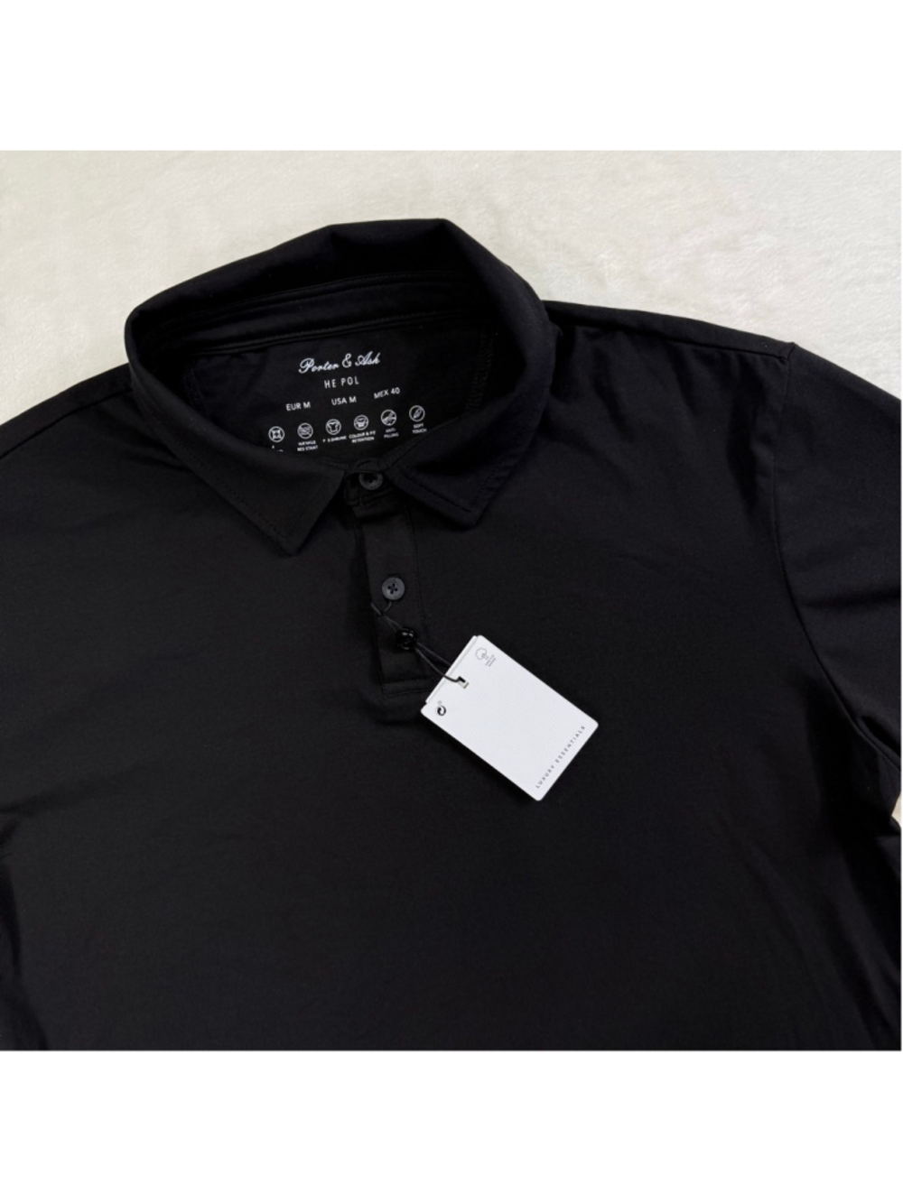 Men's Porter & Ash Black Short Sleeve Polo Shirt Medium
